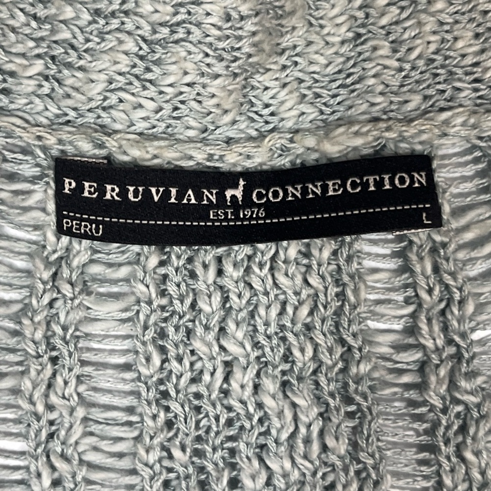 Peruvian Connection Light Blue Open Front Cardiga… - image 2
